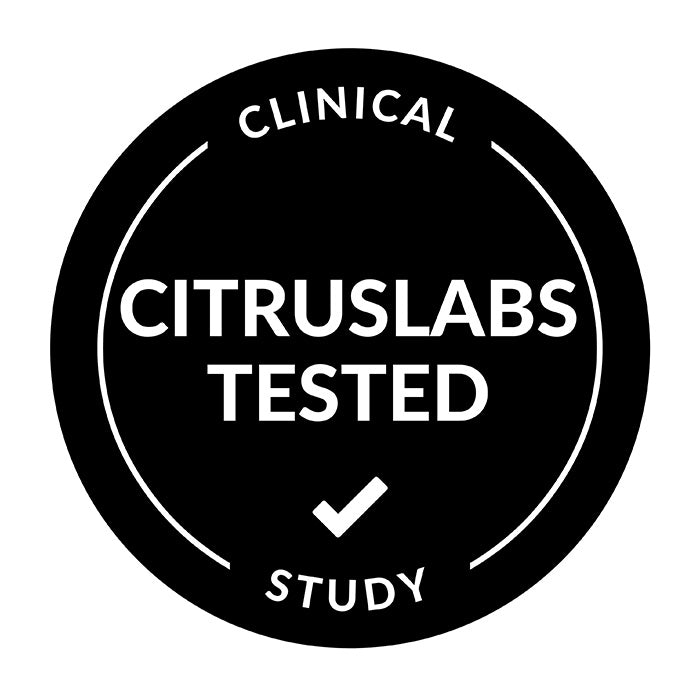 Circular logo with 'Clinical Citruslabs Tested Study' text on a white background